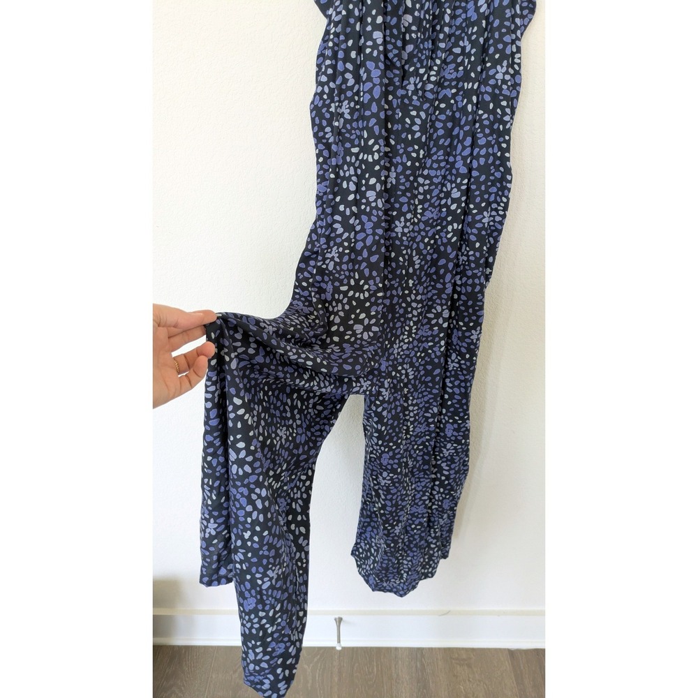 Mud Pie Abstract Pebble Halter‎ Jumpsuit Womens S/M Blue Purple Wide Leg Pockets - Picture 8 of 10